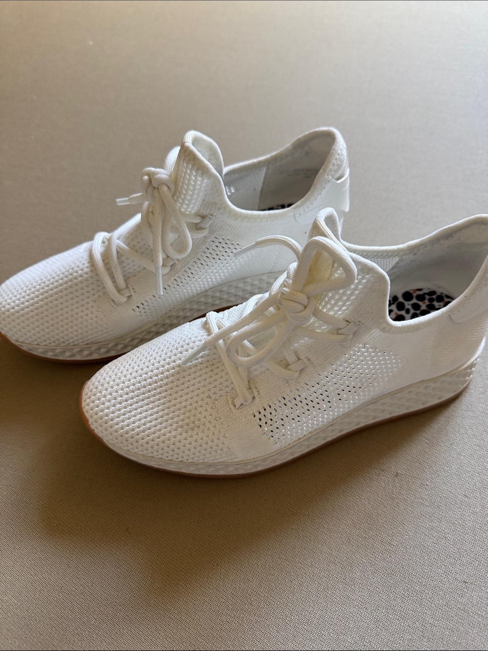 White Knit Lace-Up Women's Sneakers